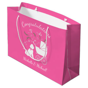 Grand Sac Cadeau Goldendoodle Baby shower rose
