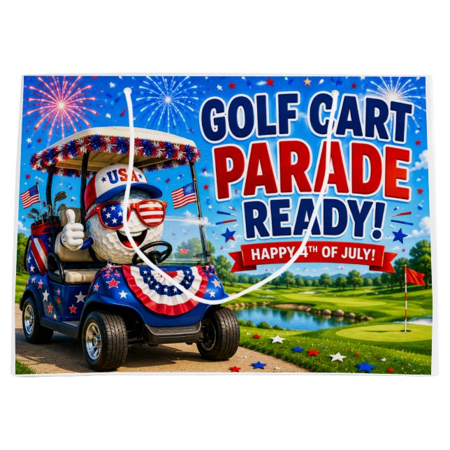 Grand Sac Cadeau Golf 4 juillet Jour de l'Indépendance  (Devant)