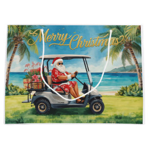 Grand Sac Cadeau Golf sur le thème de Noël avec le Père Noël à Hawa