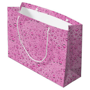 Grand Sac Cadeau gouttelettes d'eau roses chaudes