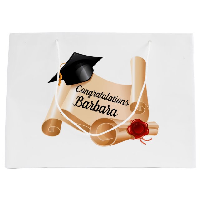 Grand Sac Cadeau Graduation personnalisée (Devant)