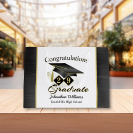 Grand Sac Cadeau Graduation Personnalisée Noir & Or