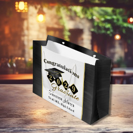Grand Sac Cadeau Graduation personnalisée Noir & Or