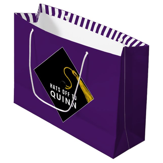 Grand Sac Cadeau Graduation violet (Devant Angle)