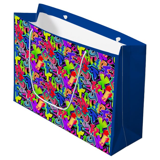 Grand Sac Cadeau Graffiti (Devant Angle)