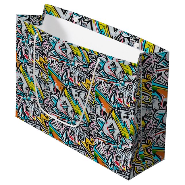 Grand Sac Cadeau Graffiti de rue (Devant Angle)
