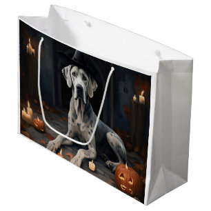 Grand Sac Cadeau Grand Dane Citrouille Halloween flip d'effroi