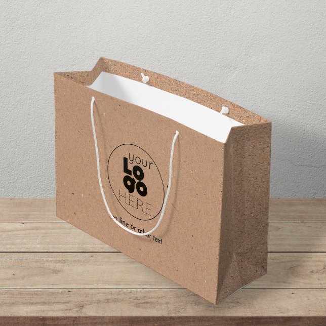 Grand Sac Cadeau Grand logo personnalisé Brown Kraft Papier Panier (Créateur téléchargé)