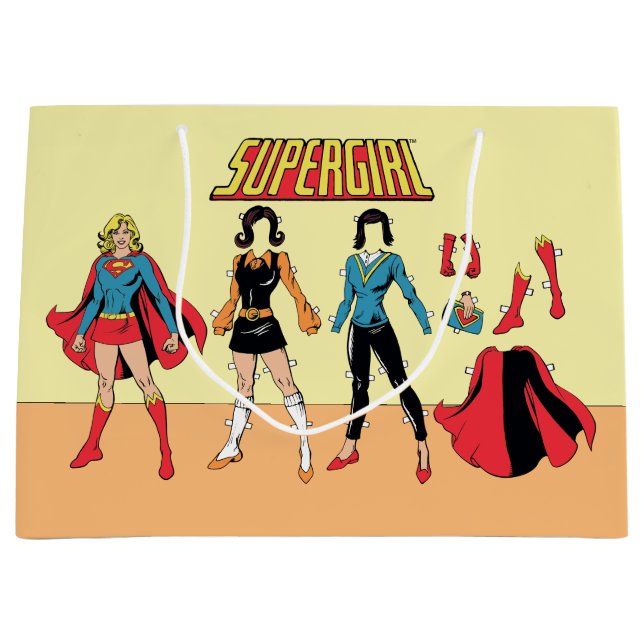 Grand Sac Cadeau Graphique de poupée en papier supergirl (Devant)
