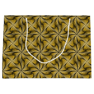 Grand Sac Cadeau Graphique géométrique 3D spirale torse jaune