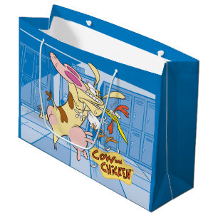 Grand Sac Cadeau Graphisme de la vache et du poulet