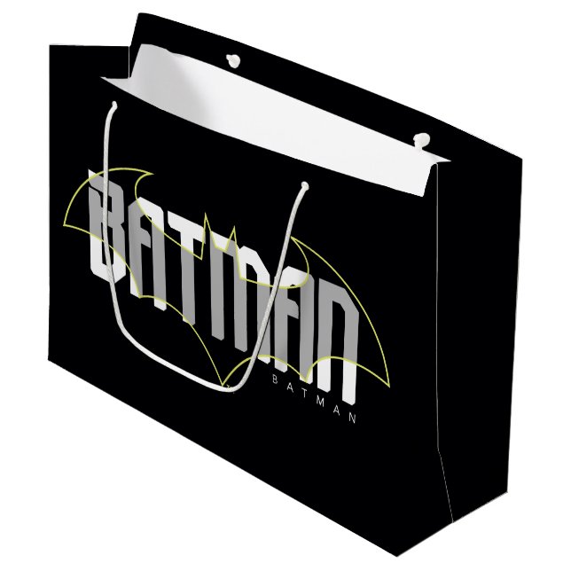 Grand Sac Cadeau Graphisme du nom Hi-Tech de Batman (Devant Angle)