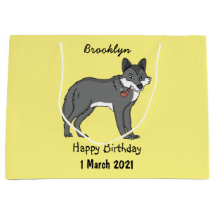 Grand Sac Cadeau Gray wolf with pipe cartoon