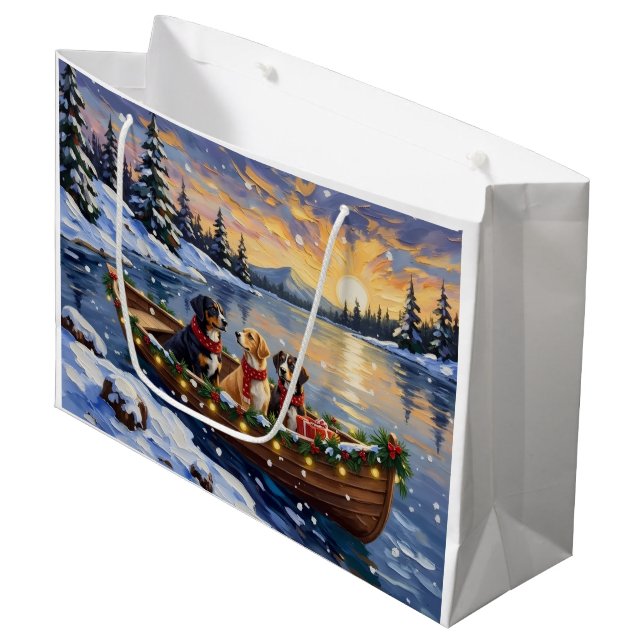 Grand Sac Cadeau Greater Swiss Mountain Dog Christmas Boat Holiday (Devant Angle)