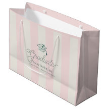 Green Cap Pink Stripes Bow Graduation