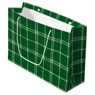 Grand Sac Cadeau Green Mistletoe Plaid