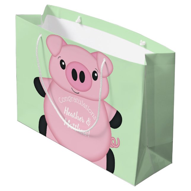 Grand Sac Cadeau Green Pig Baby (Dos Angle)
