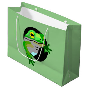 Grand Sac Cadeau Grenouille verte