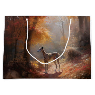 Grand Sac Cadeau Greyhound à l'automne Feuilles automne Inspiration