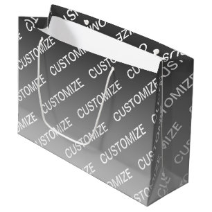 Grand Sac Cadeau Gris (couleur changeable) Ombre & Motif de texte