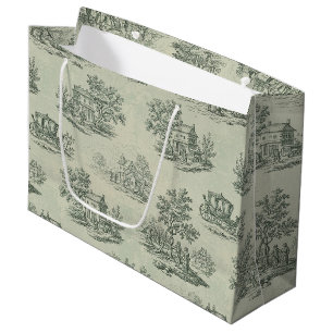Grand Sac Cadeau Gris doux Toile de ferme rustique Campagne