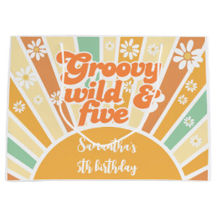 Grand Sac Cadeau Groovy wild and five retro sun kids birthday