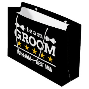 Grand Sac Cadeau Groupe d'équipe Groomsman Licence Blanc noir