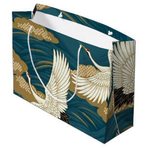 Grand Sac Cadeau Grues japonaises