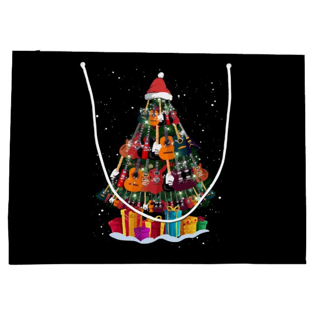 Grand Sac Cadeau Guitare Arbre de Noël Drôle (Dos)