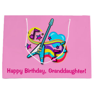 Grand Sac Cadeau Guitare de joyeux anniversaire de petite-fille,