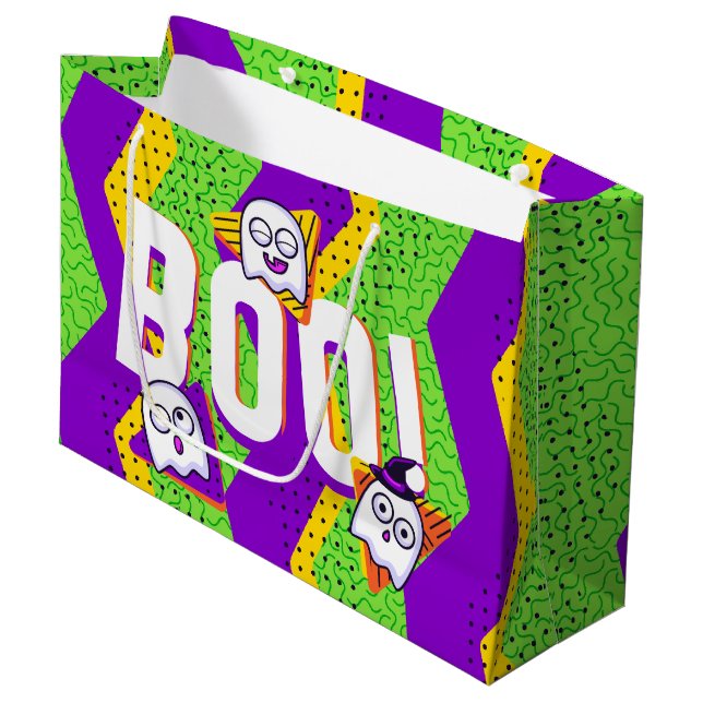 Grand Sac Cadeau Halloween BOO Ghosts Green Party Bag (Devant Angle)