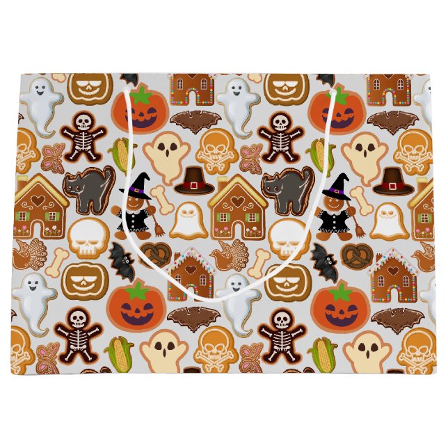 Grand Sac Cadeau Halloween Cookies Motif Collection Offwhite BG (Devant)