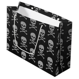 Grand Sac Cadeau Halloween crâne et os croisés