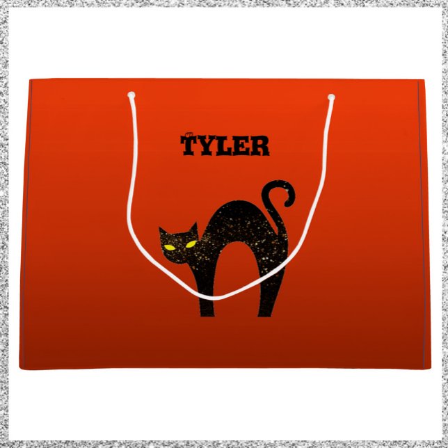 Grand Sac Cadeau Halloween déplaisant de chat noir effrayant (Créateur téléchargé)