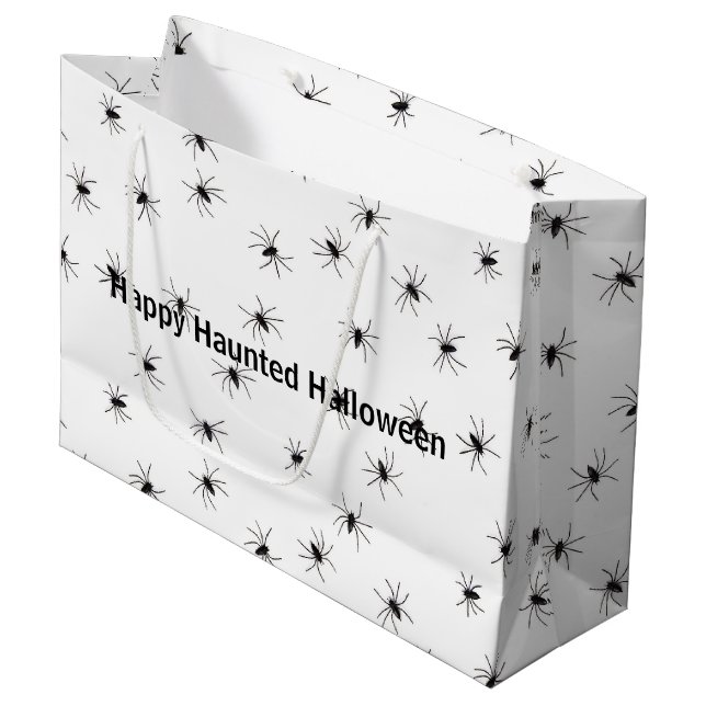 Grand Sac Cadeau Halloween des araignées à la canne (Devant Angle)