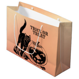 Grand Sac Cadeau Halloween Party Chat noir Citrouille orange effroi