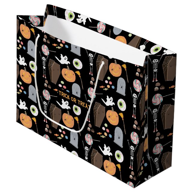 Grand Sac Cadeau Halloween Trick ou Treat (Devant Angle)