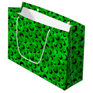 GRAND SAC CADEAU HALLOWEEN VERT AVEC DEMI-LUNES NOIRES