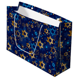 Grand Sac Cadeau Hanoukka Menorah Blue Star Juif