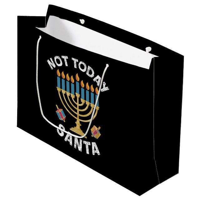 Grand Sac Cadeau Hanoukka pas aujourd'hui Père Noël juif Chanoukah (Devant Angle)