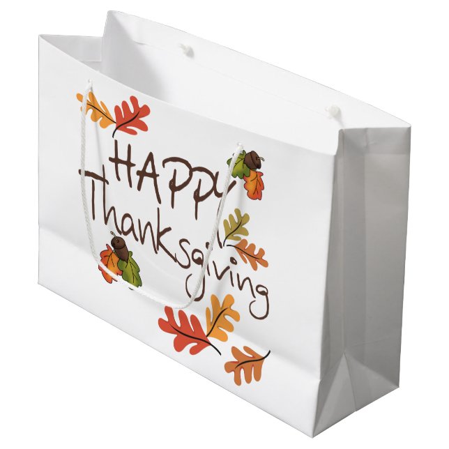 Grand Sac Cadeau Happy Thanksgiving (Devant Angle)