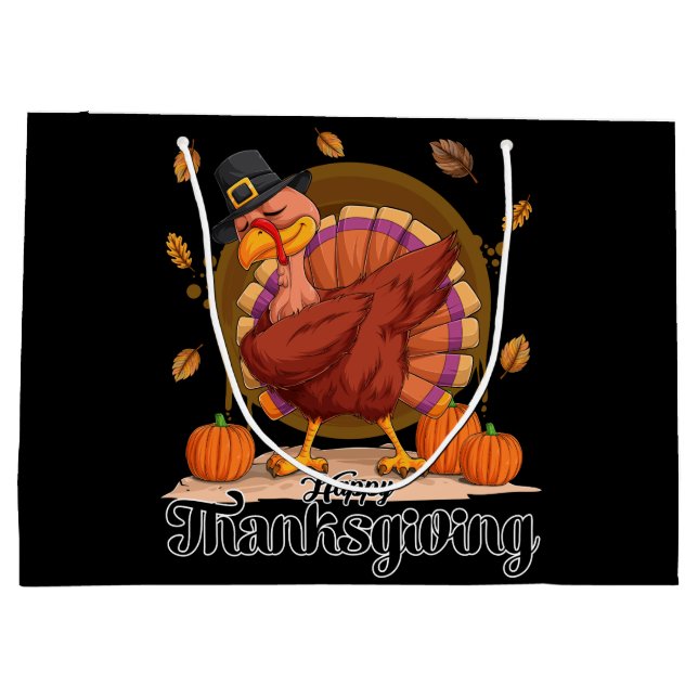 Grand Sac Cadeau Happy Thanksgiving (Dos)