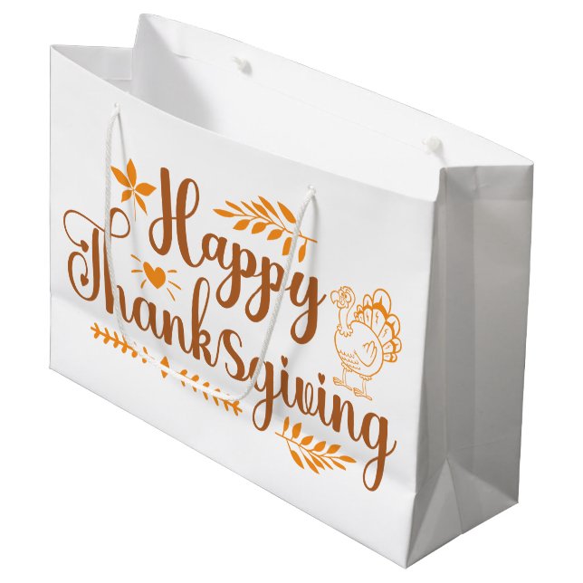 Grand Sac Cadeau Happy Thanksgiving (Devant Angle)