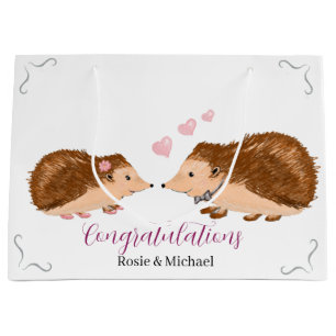 Grand Sac Cadeau Hérisson mariage ou fiançailles romantique
