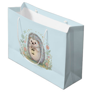 Grand Sac Cadeau Hérisson mignon avec lanterne