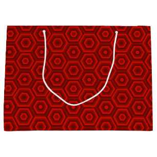 Grand Sac Cadeau Hexagones imbriqués rouges