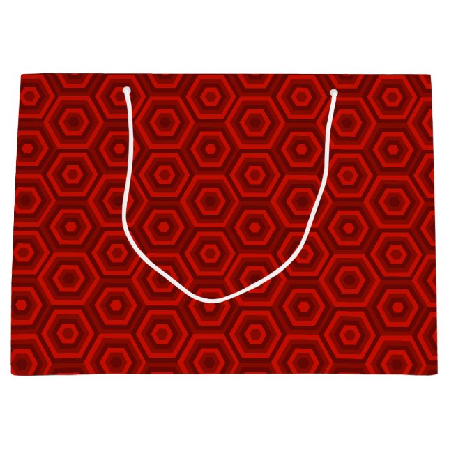Grand Sac Cadeau Hexagones imbriqués rouges (Devant)