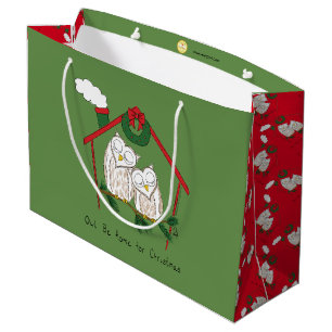 Grand Sac Cadeau Hibou Noël mignon Enfants
