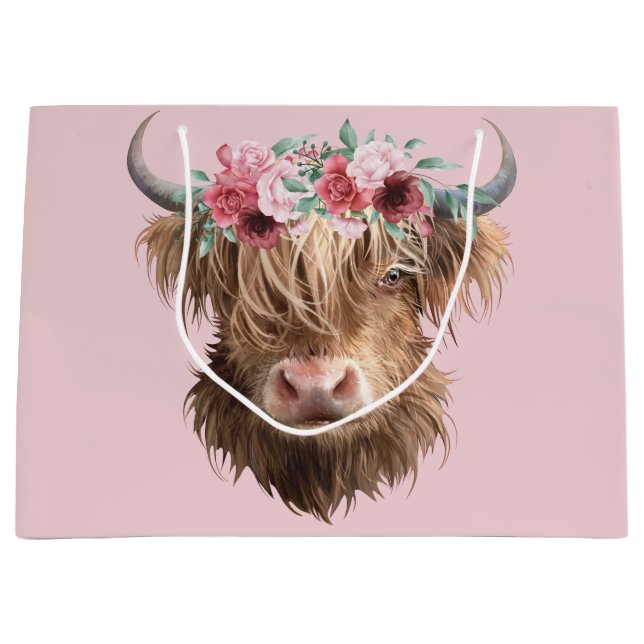 Grand Sac Cadeau Highland Cow (Devant)
