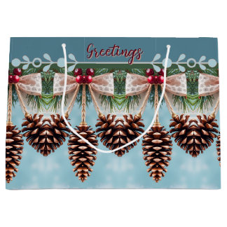 Grand Sac Cadeau Holiday Pine Cone